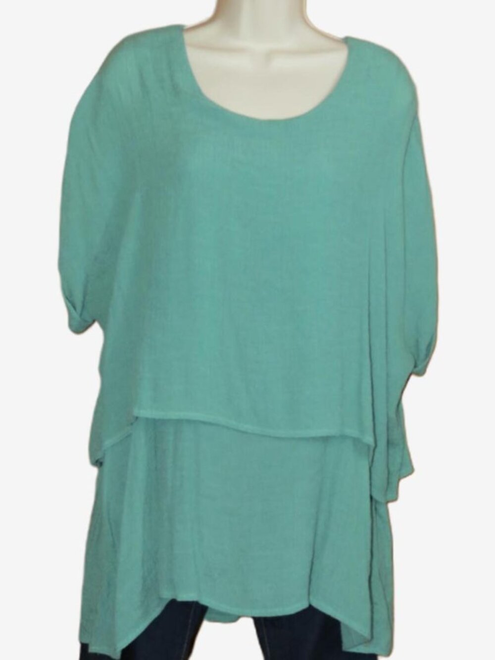 Umgee Green Tiered Tunic Lagenlook Size Medium